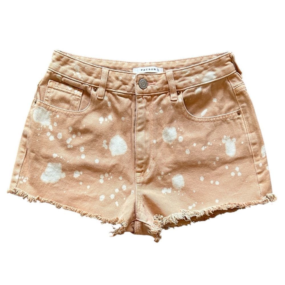 Pacsun Light Orange Bleach Splatter High Rise Festival Jean Shorts